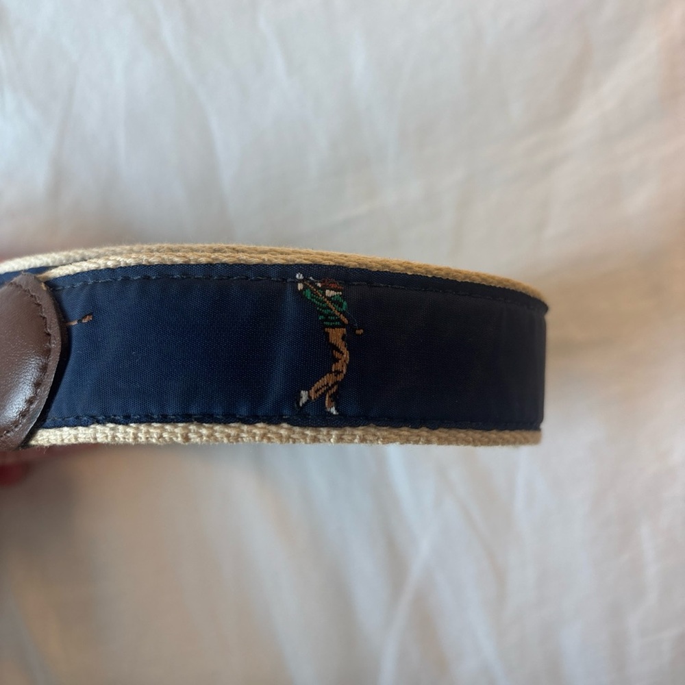 Golf Motif Leather Canvas Belt Size 36